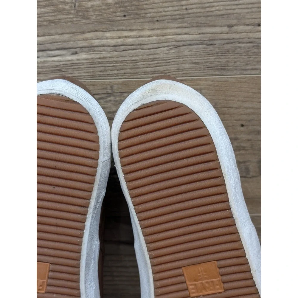 Frye‎ Brown Leather Zip Slip-On Sneakers Women's 10 Minimalist Casual